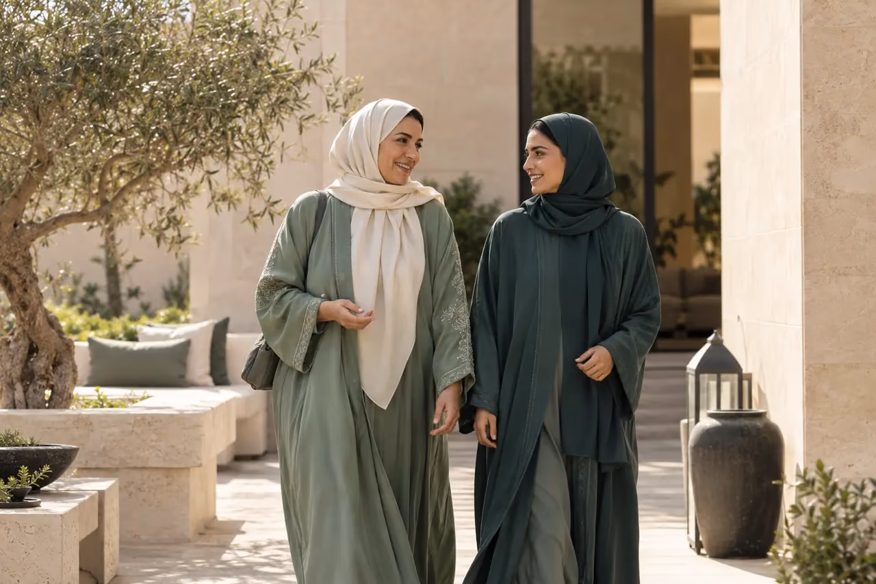 أم وابنتها تمشيان براحة